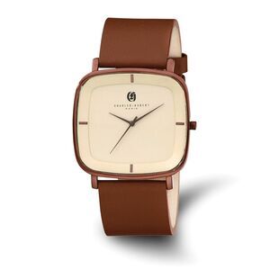 Charles Hubert Mens Brown Plated Champagne Dial Quartz Square Watch